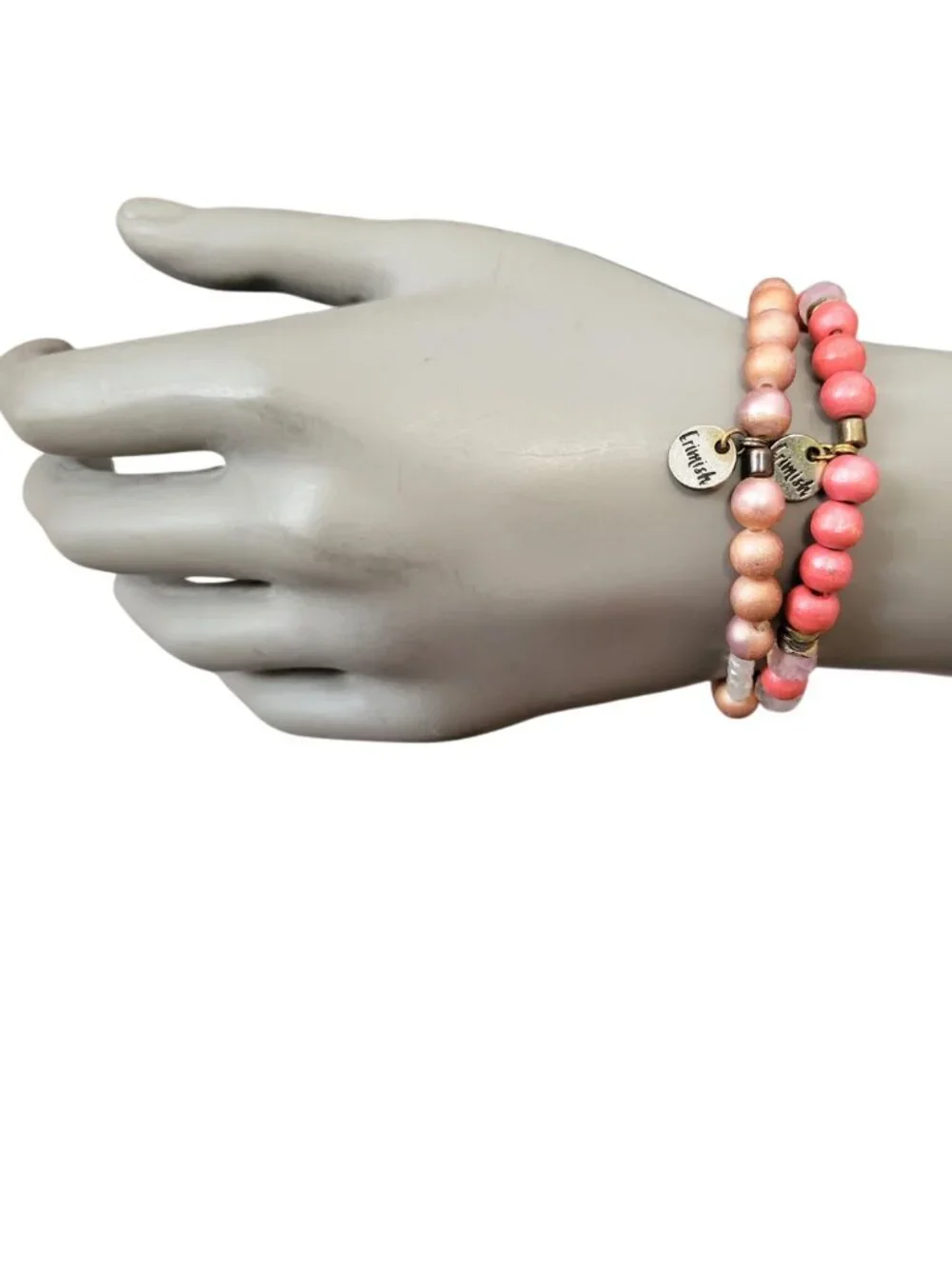 ERIMISH Pink & Peach Beaded Stackable Stretch Bracelets - Set of 2